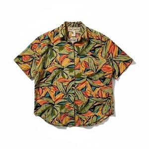 Vintage 1980s Details Womens Hawaiian Shirt Cotton Oversized Short Sleeve Small